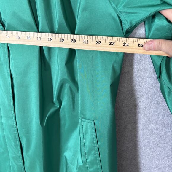 80s Vintage J Gallery Trench Coat 7 8 Emerald Shiny Oversized Pleated Swing Loud - Picture 9 of 12